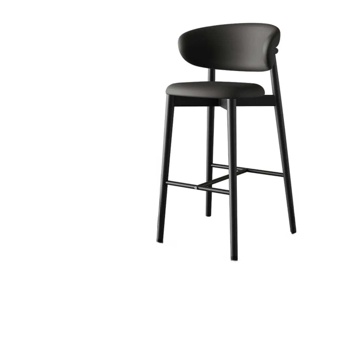 Art Deco Low Back Counter Height Leather Bar Stool