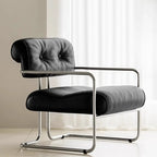 Modern Nappa Leather Solid Color Accent Chair with Arms