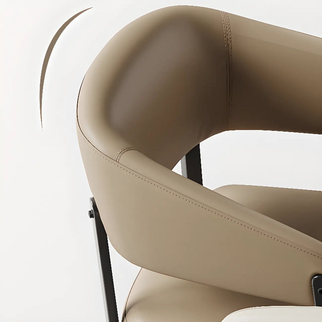 Modern Faux Leather Arm Dining Chair Open Back Alloy Legs