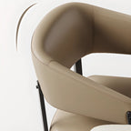 Modern Faux Leather Arm Dining Chair Open Back Alloy Legs