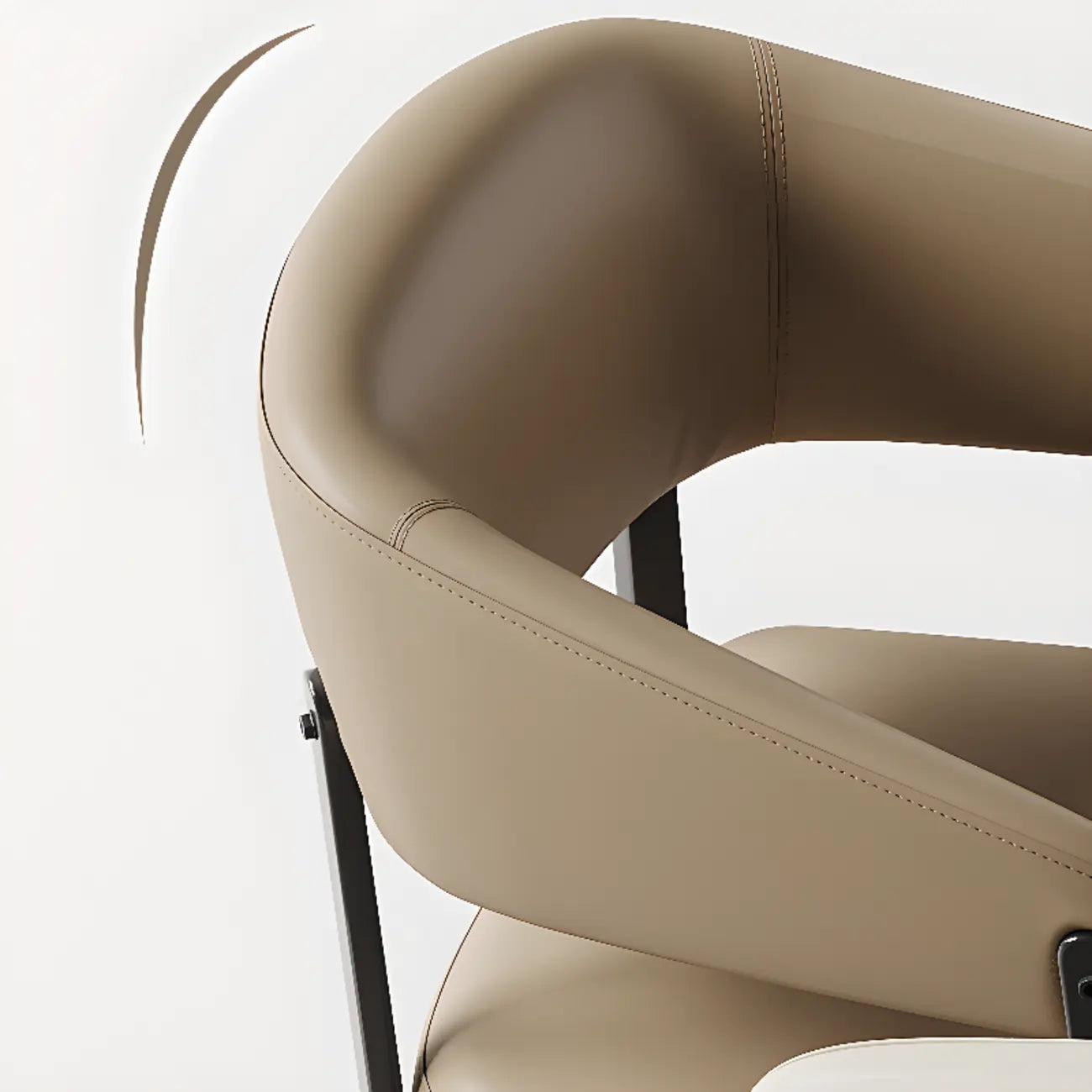 Modern Faux Leather Arm Dining Chair Open Back Alloy Legs