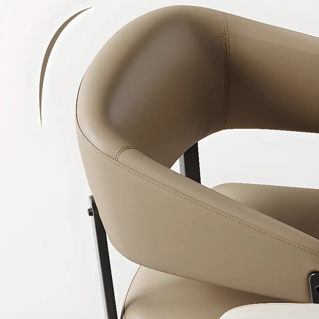 Modern Faux Leather Arm Dining Chair Open Back Alloy Legs