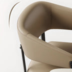 Modern Faux Leather Arm Dining Chair Open Back Alloy Legs