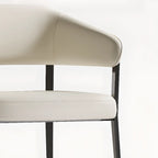 Modern Faux Leather Arm Dining Chair Open Back Alloy Legs