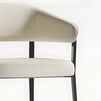 Modern Faux Leather Arm Dining Chair Open Back Alloy Legs
