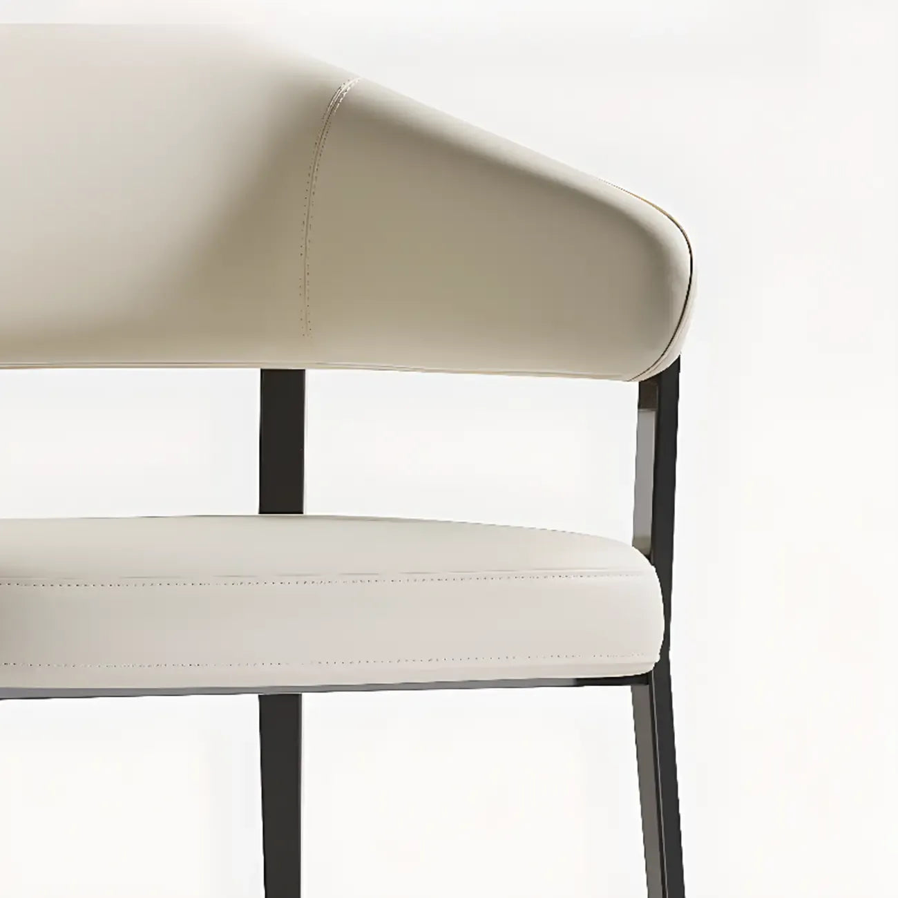 Modern Faux Leather Arm Dining Chair Open Back Alloy Legs