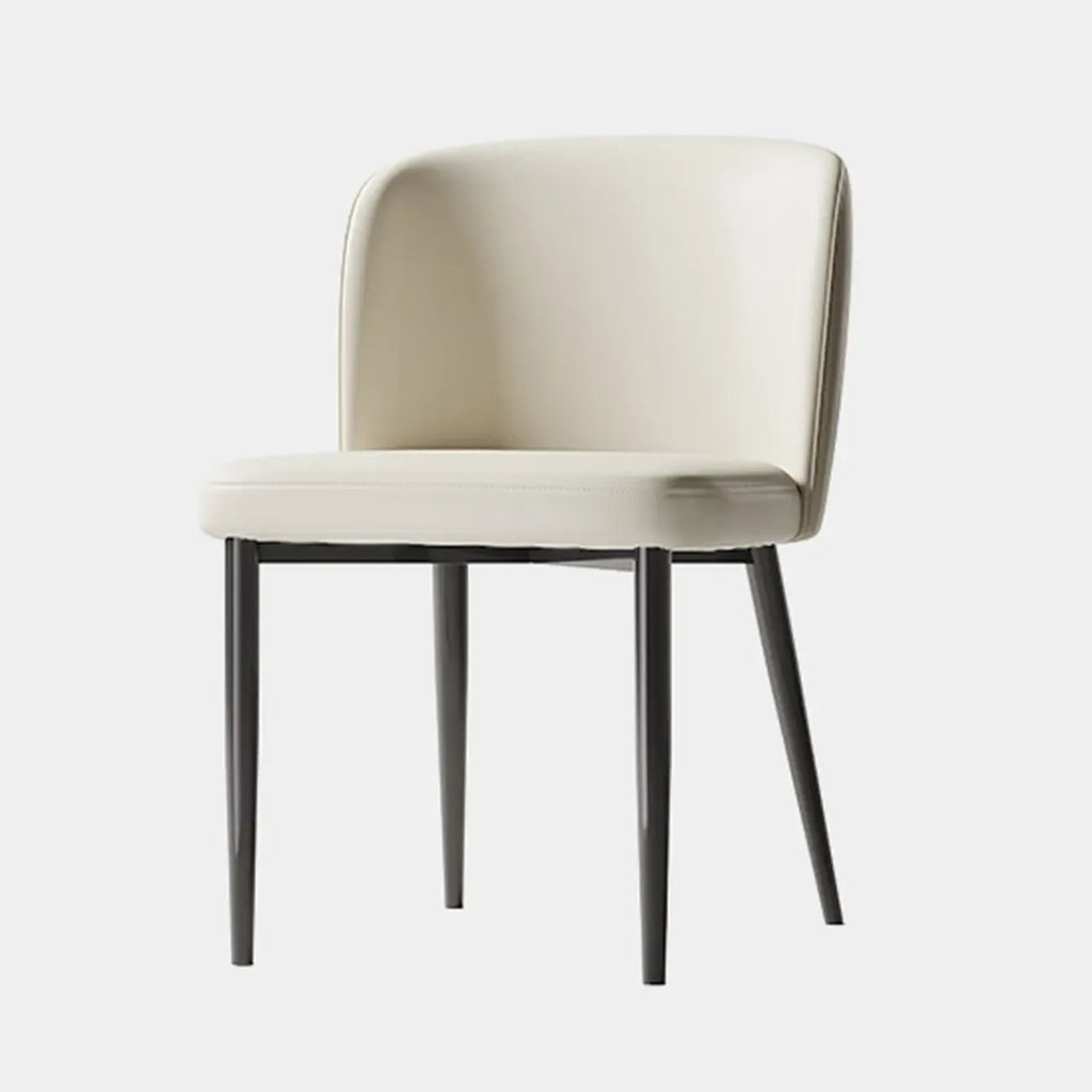 Modern Armless Leather Dining Chair with Black Alloy Legs