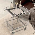 Stylish Clear Acrylic 360° Rolling Cubic Side Table