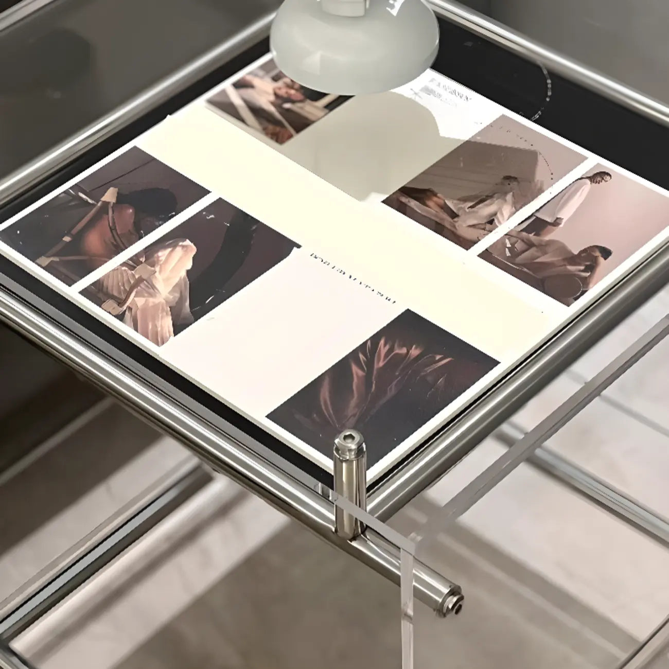 Stylish Clear Acrylic 360° Rolling Cubic Side Table