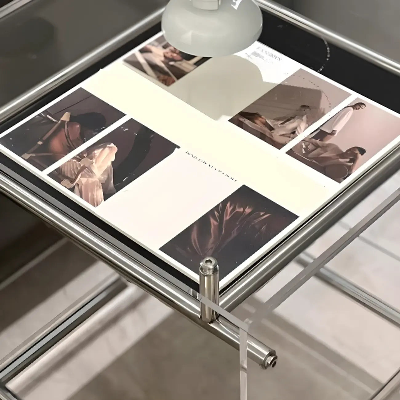 Stylish Clear Acrylic 360° Rolling Cubic Side Table