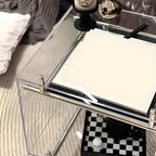 Stylish Clear Acrylic 360° Rolling Cubic Side Table