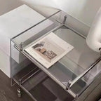 Stylish Clear Acrylic 360° Rolling Cubic Side Table