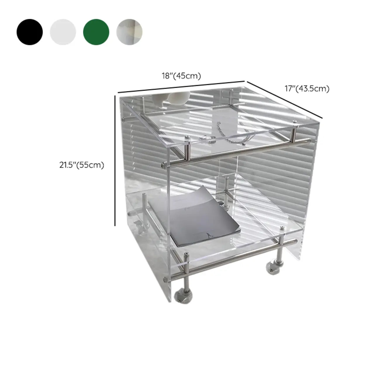 Stylish Clear Acrylic 360° Rolling Cubic Side Table