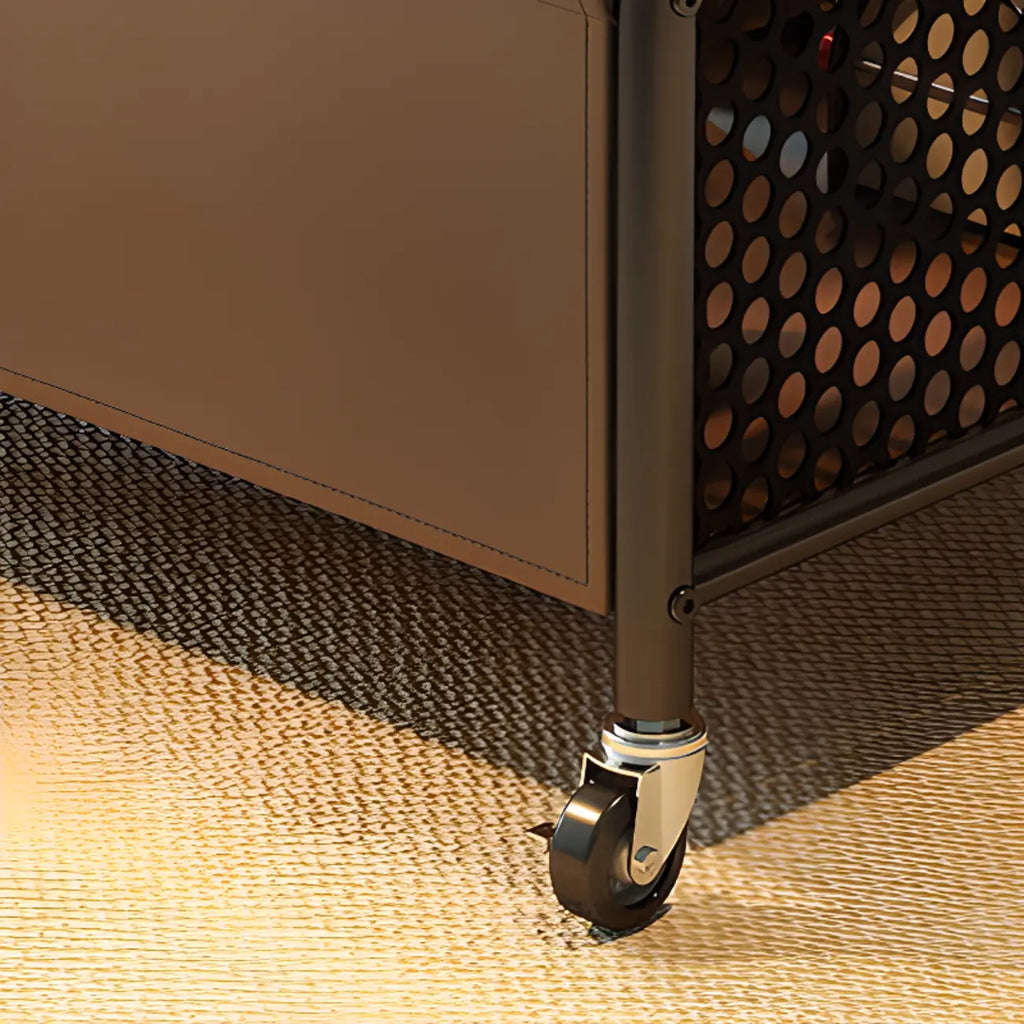 Versatile Glass-Top Metal 360° Rolling Side Table with Storage