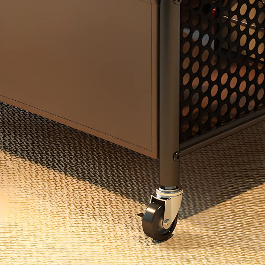 Versatile Glass-Top Metal 360° Rolling Side Table with Storage