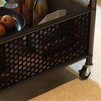 Versatile Glass-Top Metal 360° Rolling Side Table with Storage