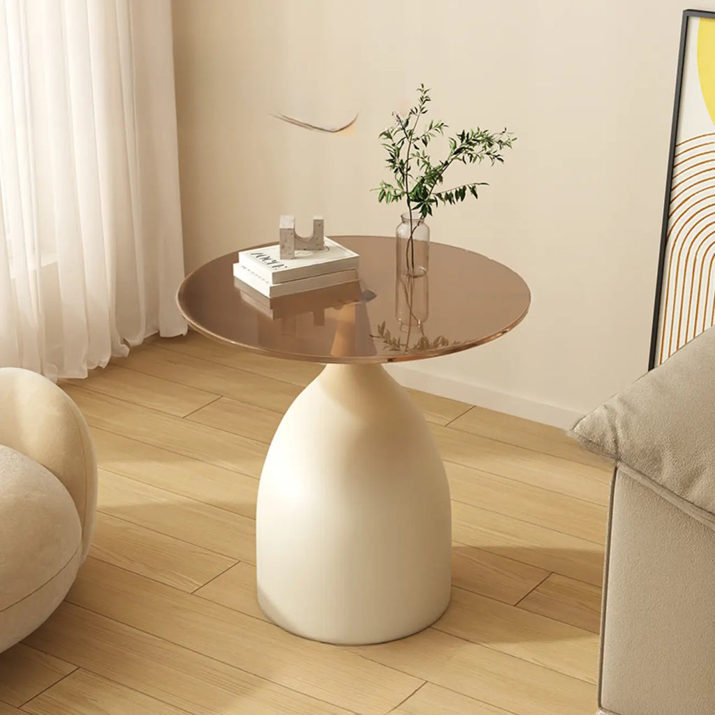 Classic Glass Pedestal Base Circular Chairside Table - Table Only