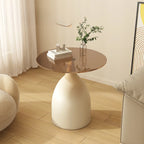 Classic Glass Pedestal Base Circular Chairside Table - Table Only