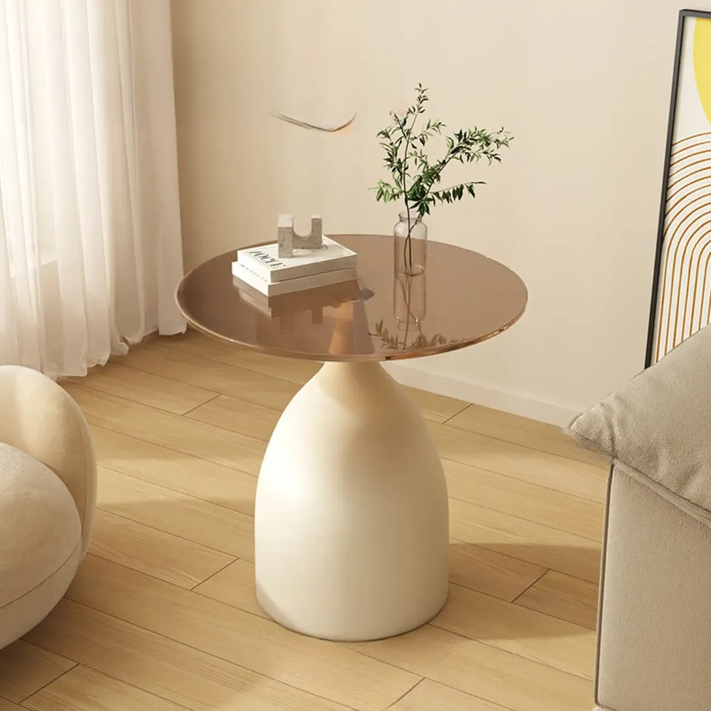 Classic Glass Pedestal Base Circular Chairside Table - Table Only