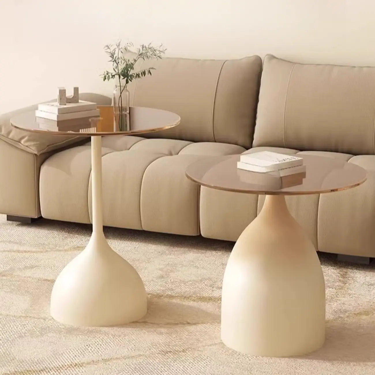 Classic Glass Pedestal Base Circular Chairside Table - Table Only