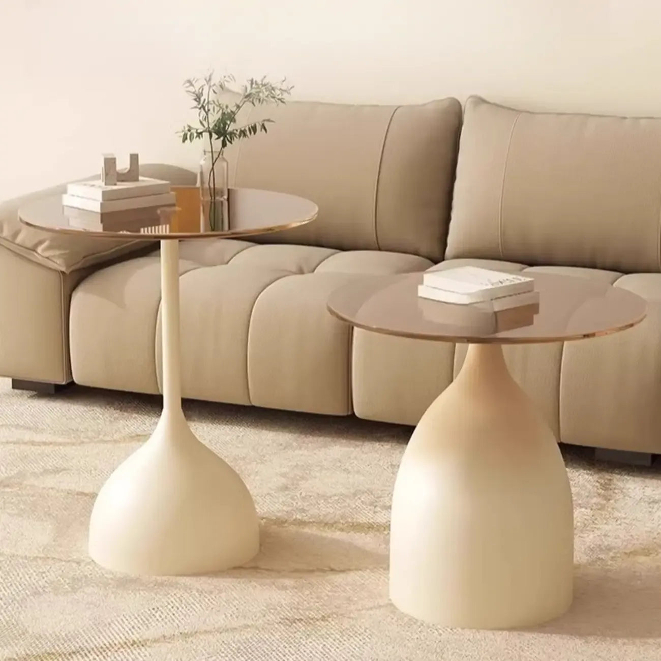 Classic Glass Pedestal Base Circular Chairside Table - Table Only