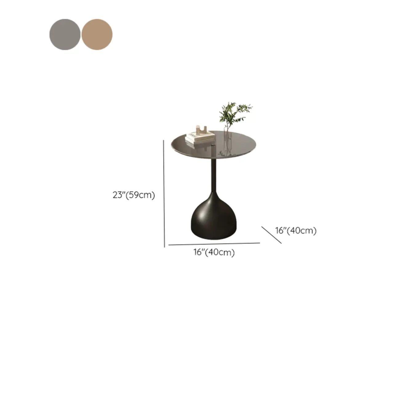 Classic Glass Pedestal Base Circular Chairside Table - Table Only