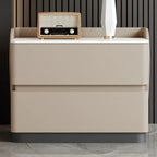 Art Deco Stone Top Nightstand with 2 Storage Drawers