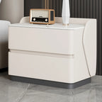 Art Deco Stone Top Nightstand with 2 Storage Drawers