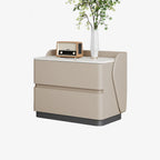 Art Deco Stone Top Nightstand with 2 Storage Drawers