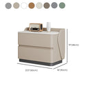 Art Deco Stone Top Nightstand with 2 Storage Drawers