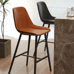 Mid-Century Modern Quilted Upholstered Leather Bar Stool