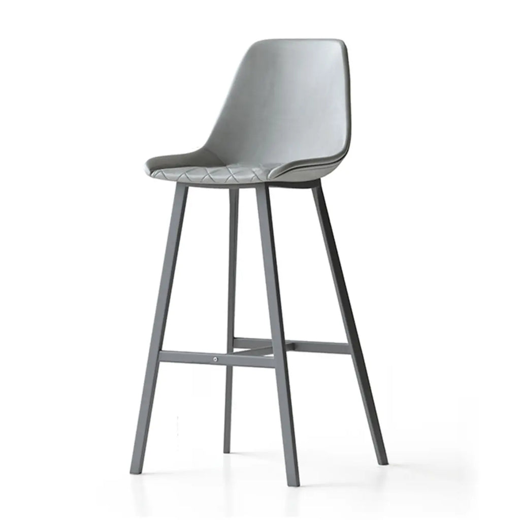 Mid-Century Modern Quilted Upholstered Leather Bar Stool