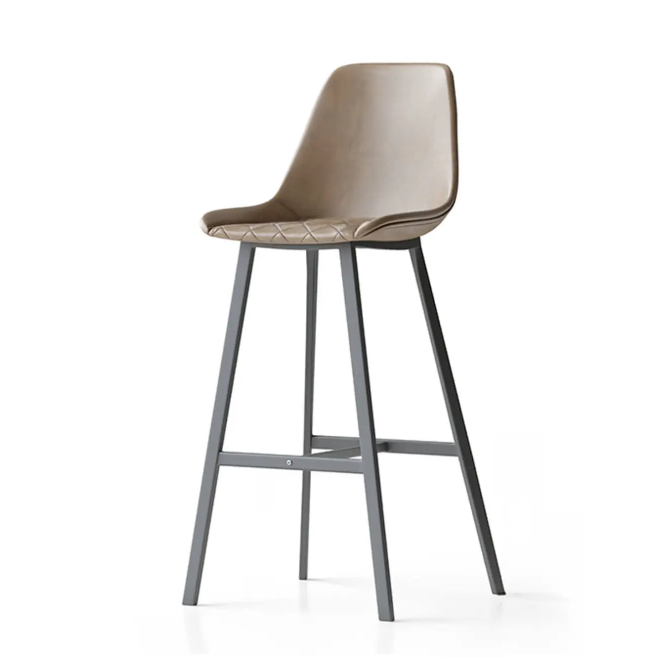 Mid-Century Modern Quilted Upholstered Leather Bar Stool