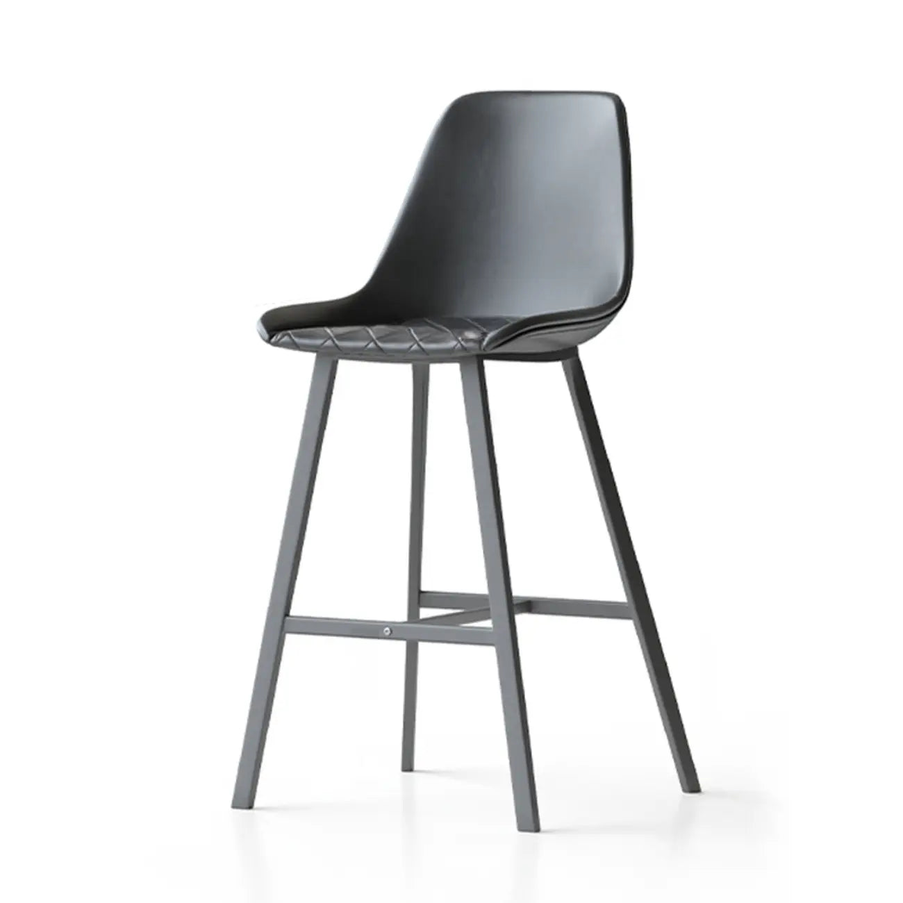 Mid-Century Modern Quilted Upholstered Leather Bar Stool