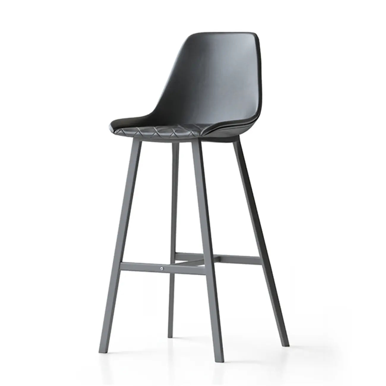 Mid-Century Modern Quilted Upholstered Leather Bar Stool