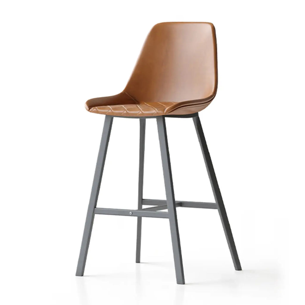 Mid-Century Modern Quilted Upholstered Leather Bar Stool