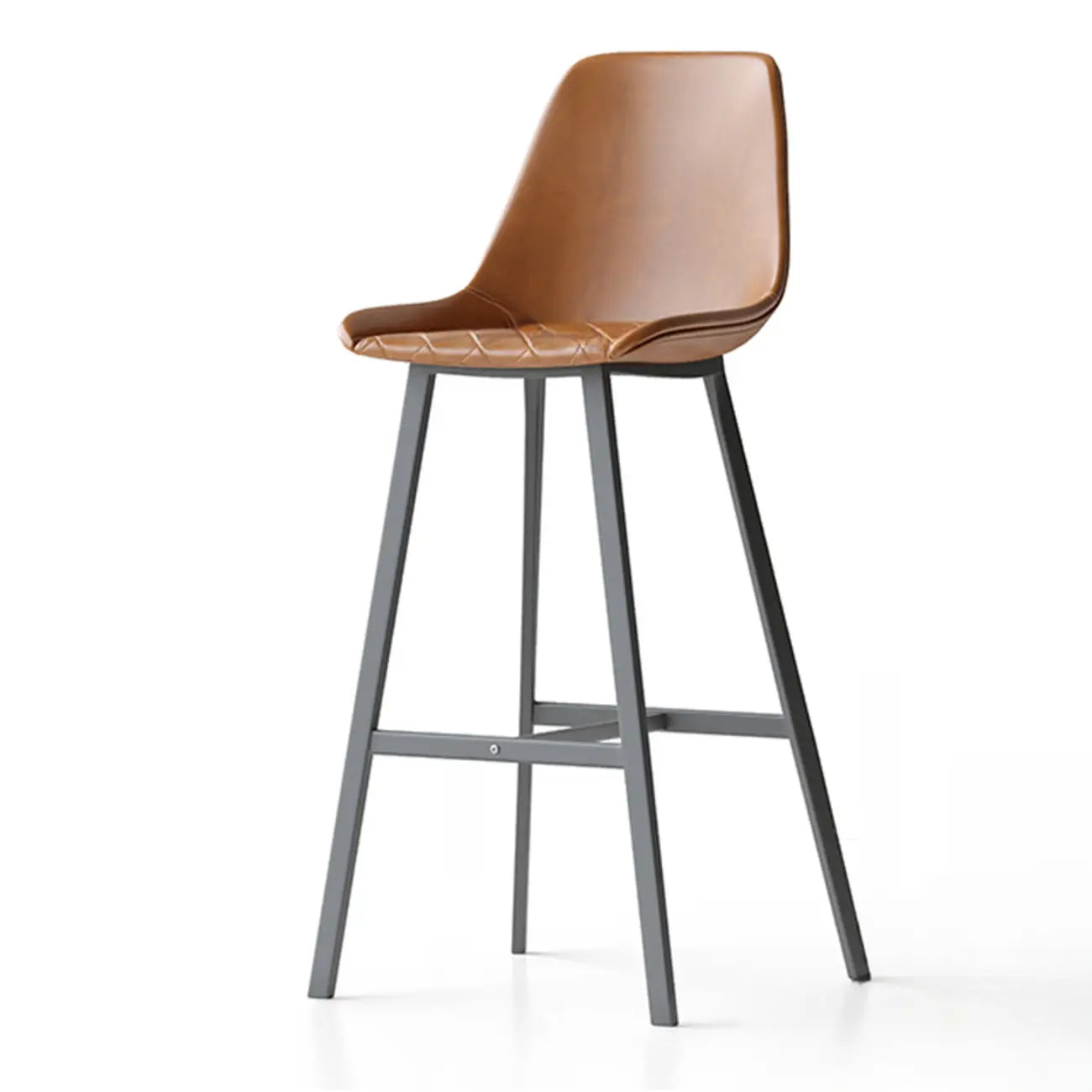 Mid-Century Modern Quilted Upholstered Leather Bar Stool