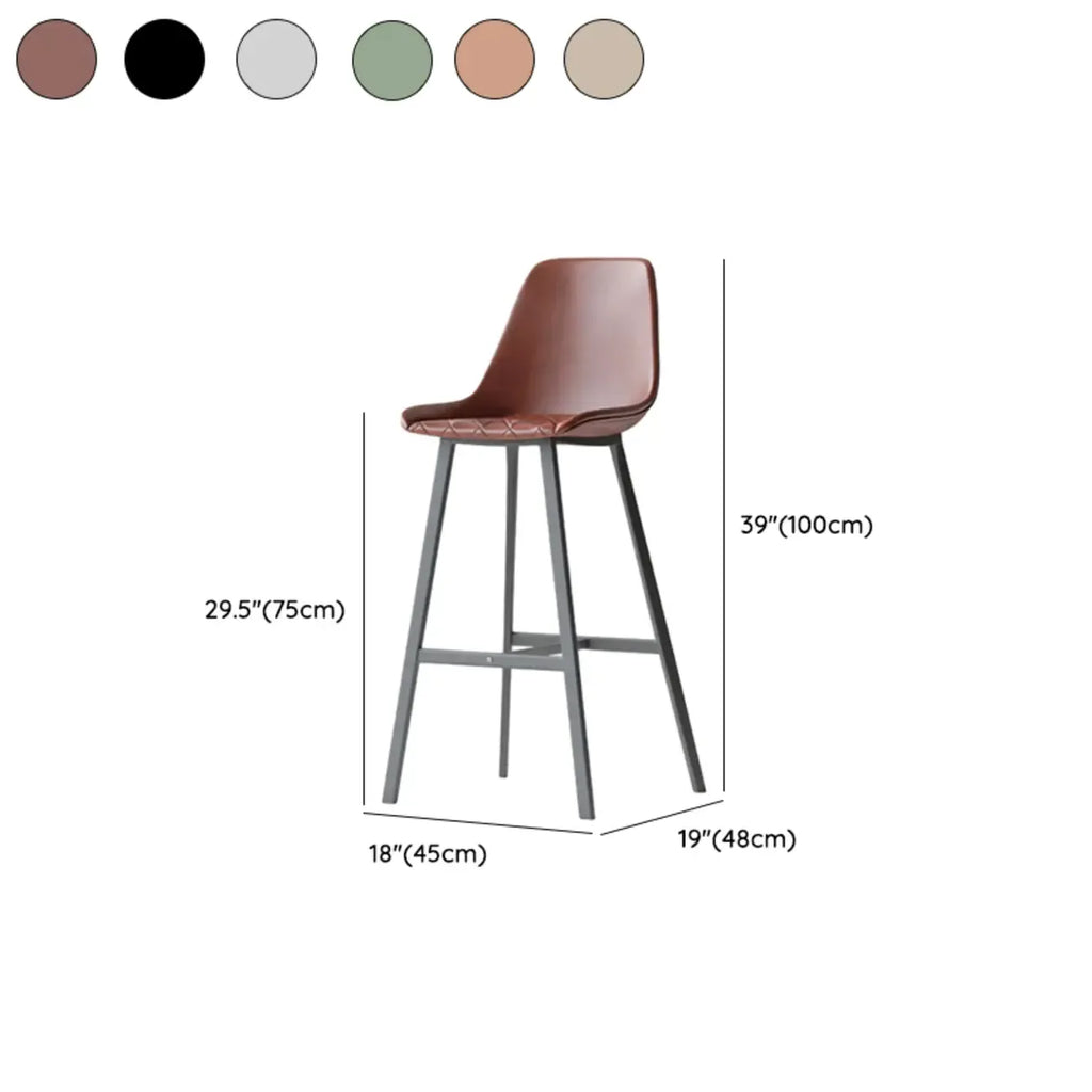 Mid-Century Modern Quilted Upholstered Leather Bar Stool