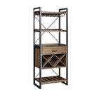 Brown Woodworking Unfixed Wine Bottle & Open Glass Rack with Shelf