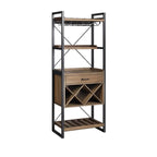 Brown Woodworking Unfixed Wine Bottle & Open Glass Rack with Shelf