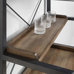 Brown Woodworking Unfixed Wine Bottle & Open Glass Rack with Shelf