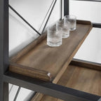 Brown Woodworking Unfixed Wine Bottle & Open Glass Rack with Shelf