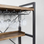 Brown Woodworking Unfixed Wine Bottle & Open Glass Rack with Shelf