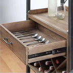 Brown Natural Wood Wine Bottle Glass Rack and Open Wine Rack