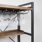 Brown Natural Wood Wine Bottle Glass Rack and Open Wine Rack