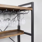 Brown Natural Wood Wine Bottle Glass Rack and Open Wine Rack
