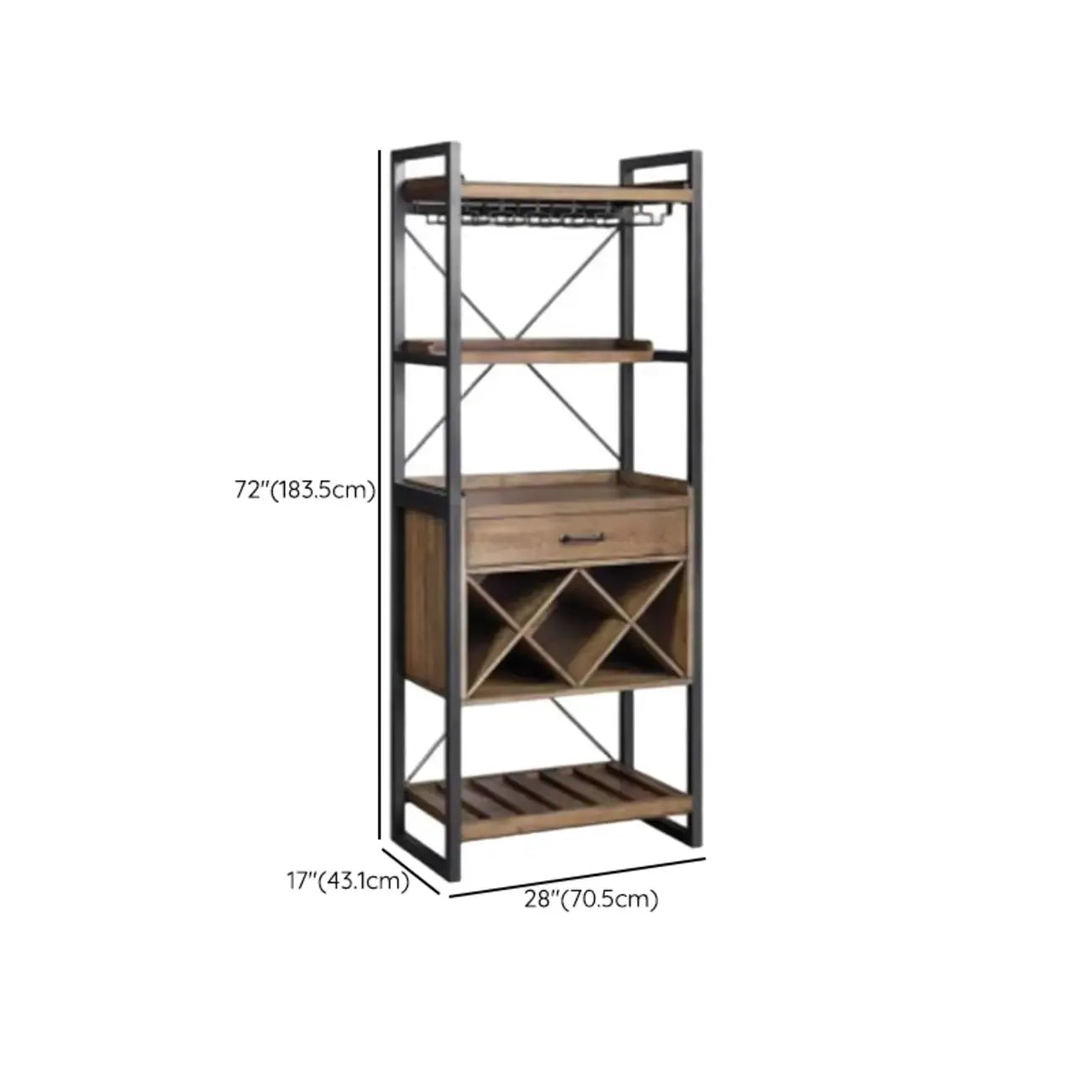 Brown Woodworking Unfixed Wine Bottle & Open Glass Rack with Shelf