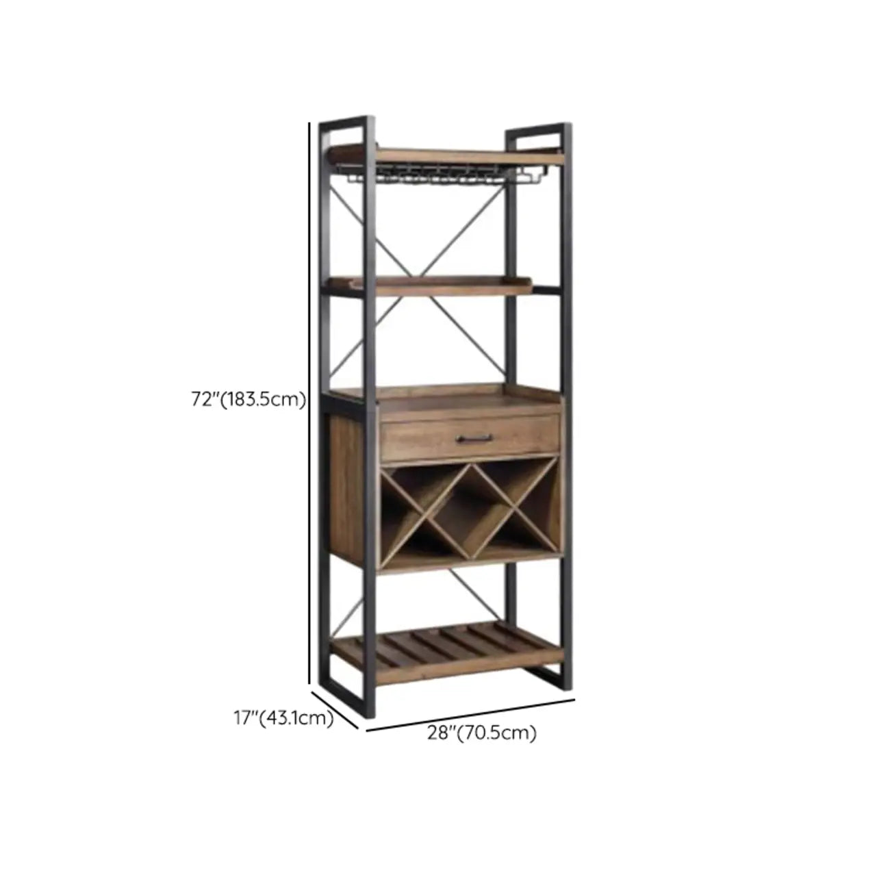 Brown Woodworking Unfixed Wine Bottle & Open Glass Rack with Shelf