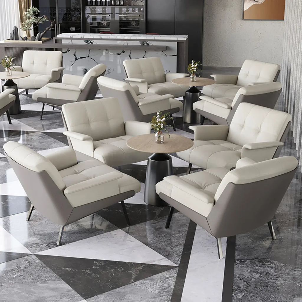 Modern Tufted Microfiber Leather Accent Chair with Arms