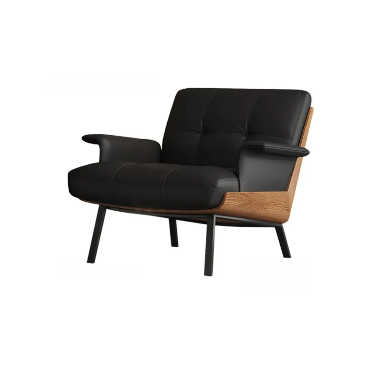 Modern Tufted Microfiber Leather Accent Chair with Arms